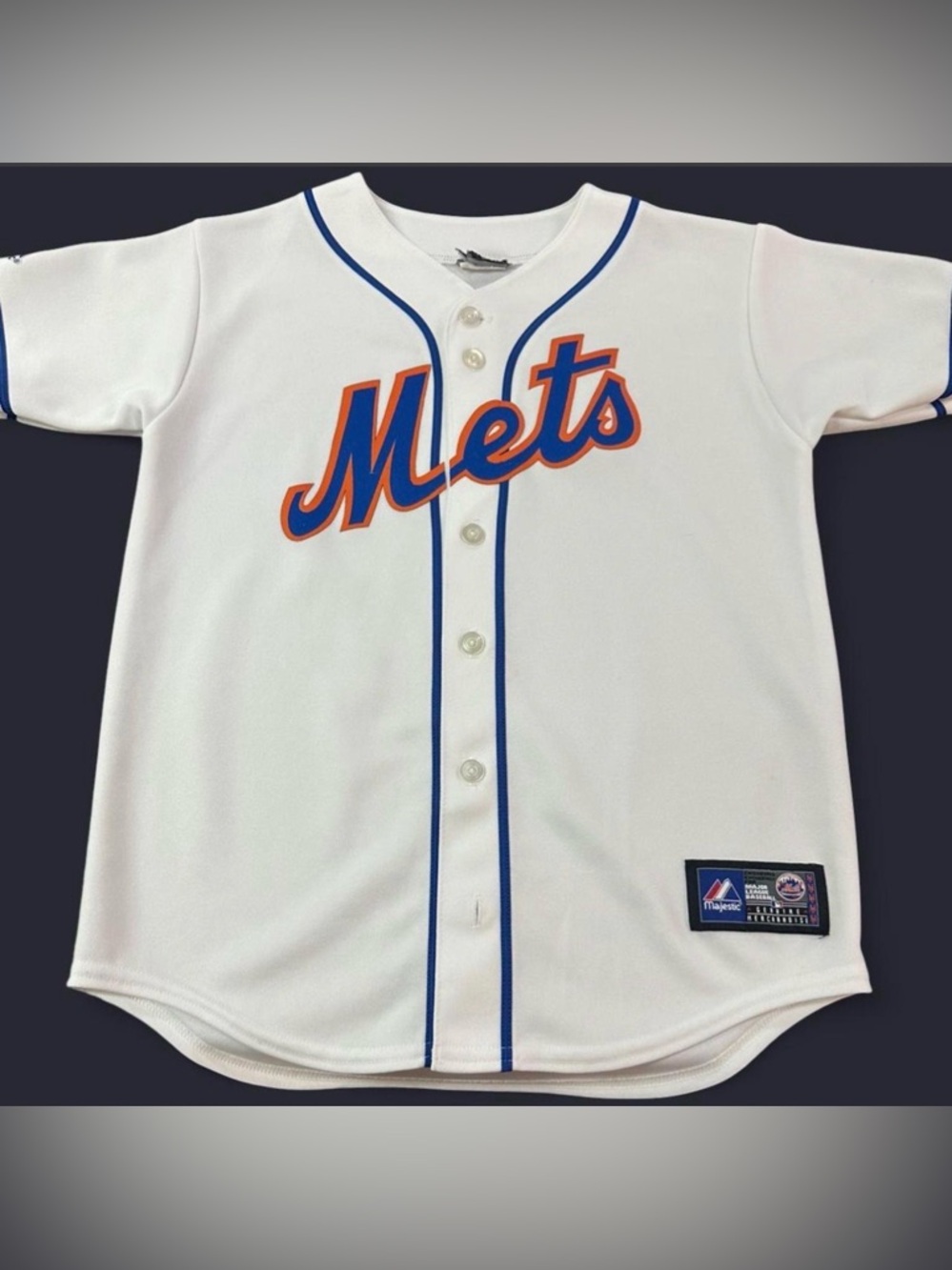 Majestic New York Mets White Blue Orange Jersey